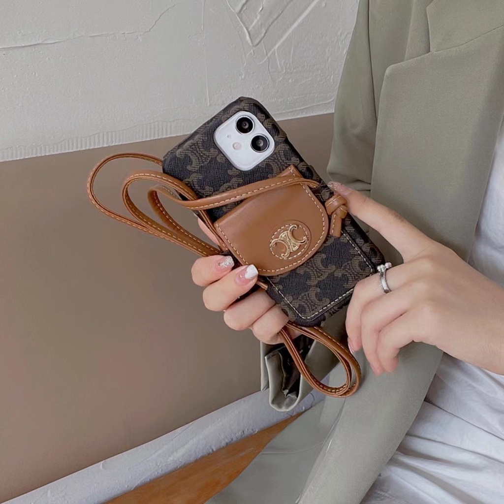 IPhone13pro Max Ốp Điện Thoại Da Dạng Ví Có Dây Đeo Chéo Cho Iphone 14 12Promax 12mini 11promax 11pro Iphonexsmax Xr X 7 7plus 8 8plus
