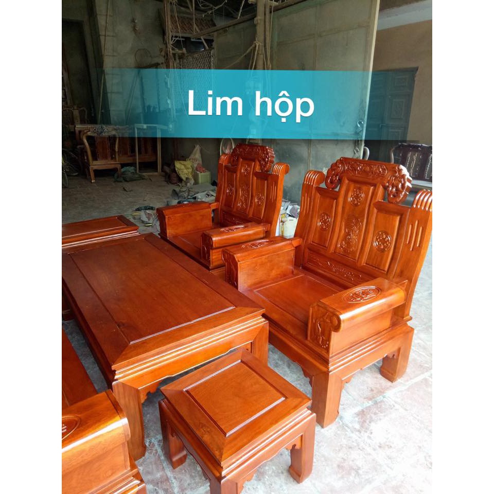 Bộ Bàn Ghế Âu Á Kiểu Như ý Tay Hộp Gỗ Lim Loại 2m2 và 2m4