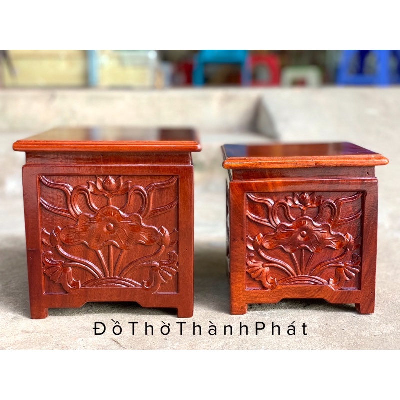 Đôn Vuông Hoa Sen, Đế Kê Tượng Gỗ Hương Cao Cấp