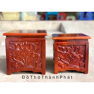 Đôn vuông hoa sen, đế kê tượng gỗ hương cao cấp