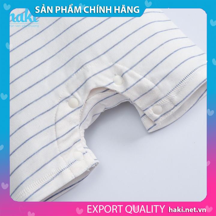 Bộ body đùi kẻ cổ trụ vải sợi tre (Bamboo), romper cho bé sơ sinh chính hãng HAKI BB033