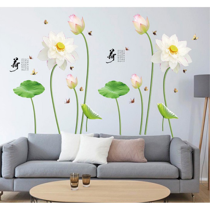 Decal trang trí Hoa Sen Trắng thanh nhã