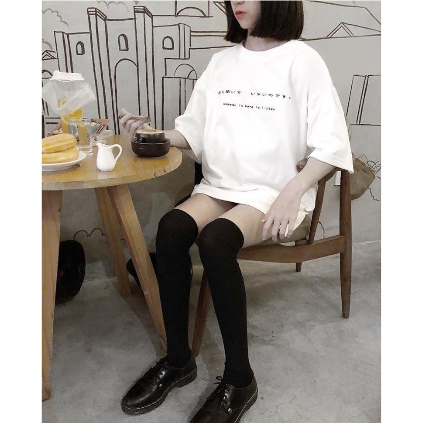 ÁO THỤNG Tay lỡ NOBODY Unisex form rộng Châu Âu in Mặt trăng đỏ ( kèm ảnh thật video)