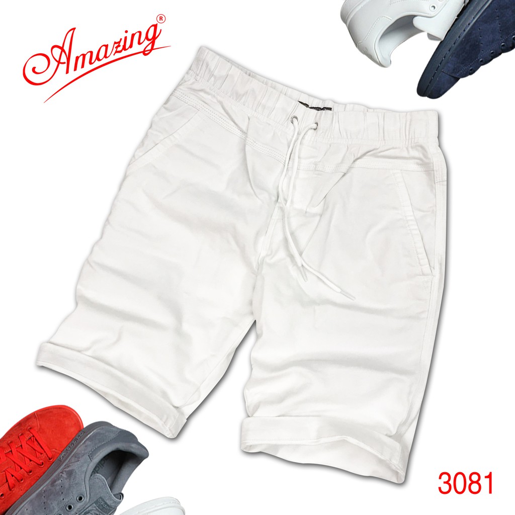 Short kaki big size (tới 80kg), quần đùi Amazing lưng thun, cao cấp, chất vải co giãn nhẹ, màu đen và trắng sang trọng | BigBuy360 - bigbuy360.vn