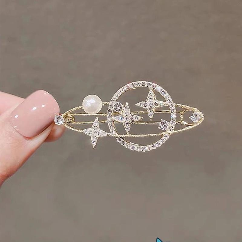 Kẹp Tóc Hình Hành Tinh/Mặt Trăng/Hành Tinh Đính Đá Đơn Giản Phong Cách Hàn Quốc