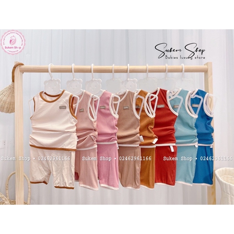 COOKIE Bộ Ba Lỗ Chất Tăm Thoáng Mát Cho Bé Trai Và Gái