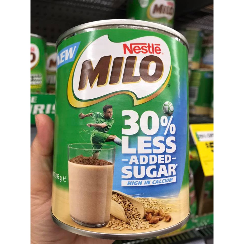 Sữa Nestle Milo 30% Less Added Sugar 395g - lượng đường giảm 30% của Úc