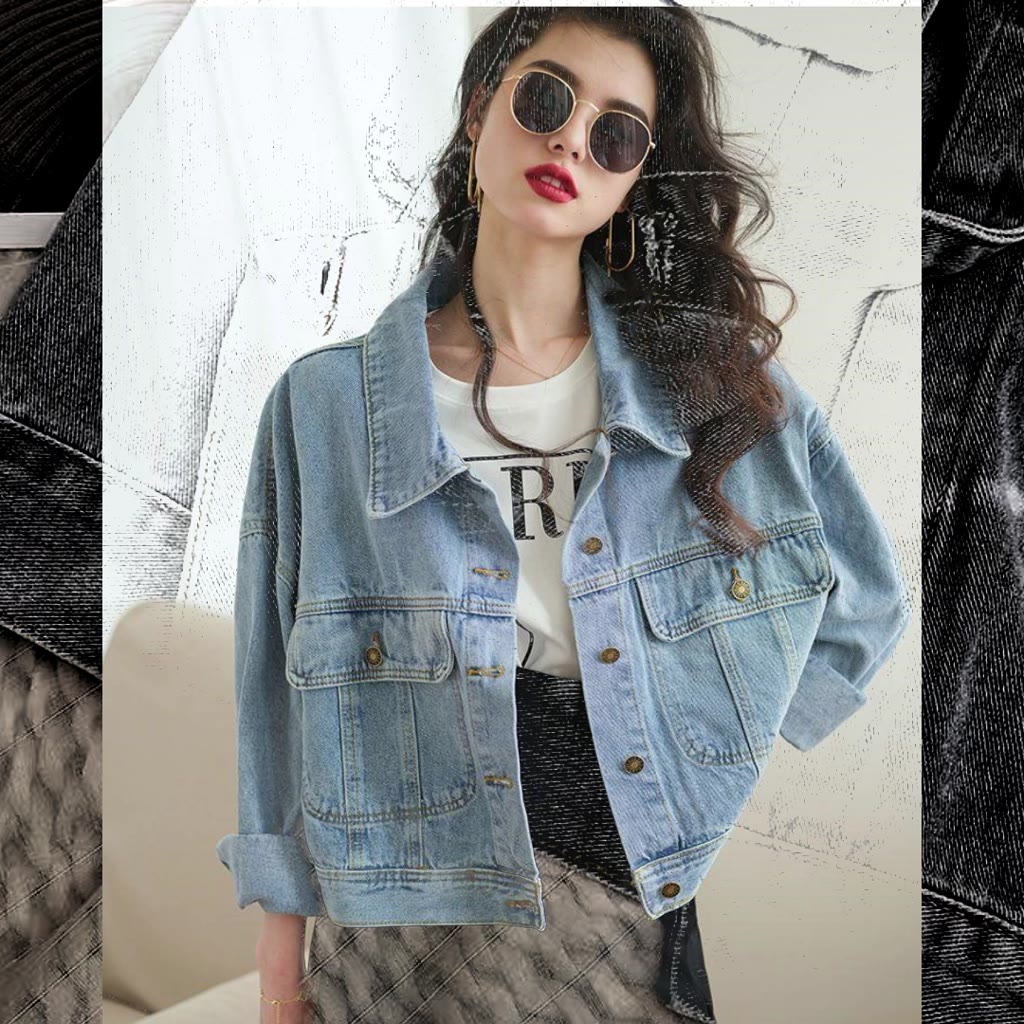 Áo khoác jean denim lửng, áo khoác jean nữ vải bò dày màu wax hàng freesize cao cấp SanieeClothes | BigBuy360 - bigbuy360.vn