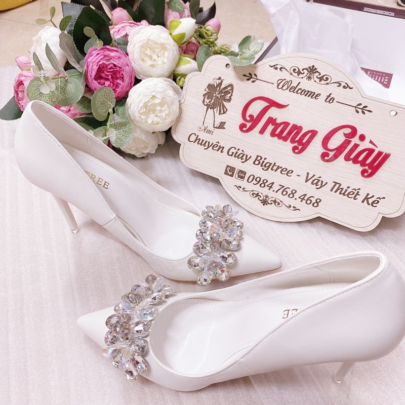 GIÀY CƯỚI THIẾT KẾ ĐÍNH ĐÁ RUBY CAO CẤP CÓ SẴN HÌNH THẬT