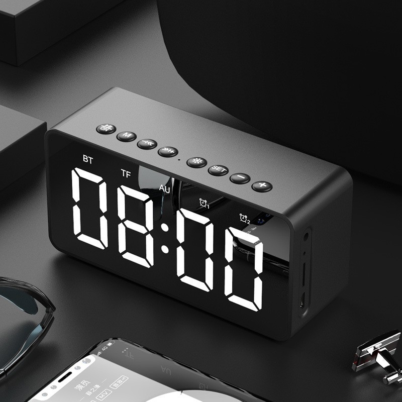 Loa Bluetooth mini 💝Freeship💝 Loa nghe nhạc kèm đồng hồ sang trọng