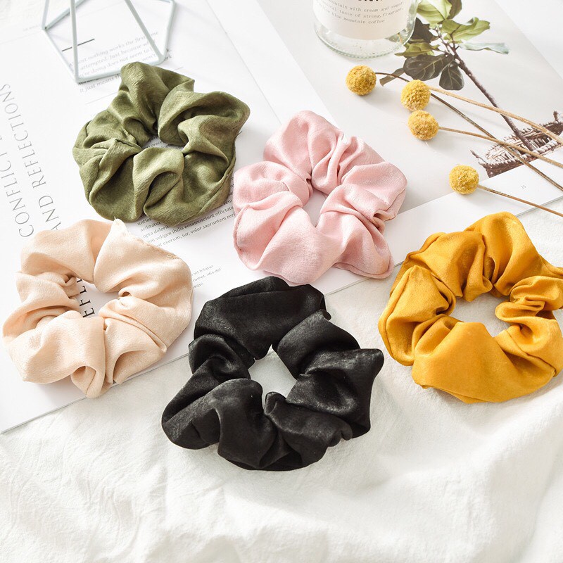 Cột tóc vải lụa satin bóng Scrunchies - Mã SC002