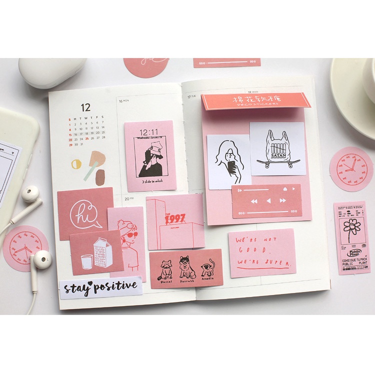 Sticker Cute  Set 60  Tấm Vintage Basic Trang Trí Sổ Tay Bullet Journal ST14