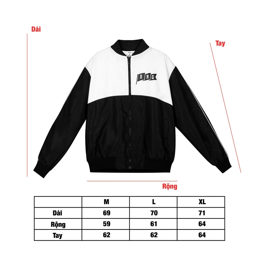 Áo khoác BADNOTGOOD BNG CLUB màu sắc Trắng - Đen