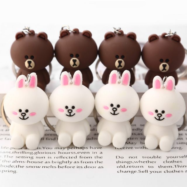 Móc chìa khóa cặp đôi browny cony gấu thỏ móc khóa couple keychain Hàn quốc dễ thương