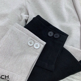 Quần Baggy Dạ Nữ phối 2 cúc