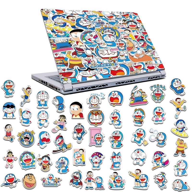 Sticker DORAEMON chống thấm nước trang trí mũ bảo hiểm, đàn, guitar, ukulele, điện thoại laptop