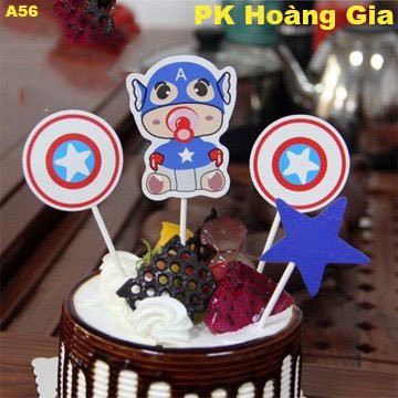 Trang Trí Bánh Sinh Nhật Bánh Kem - SET THẺ CẮM SIÊU NHÂN A, POW