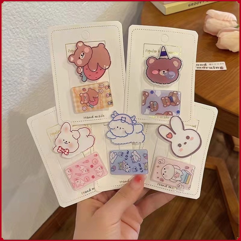 Kẹp Tóc Mỏ Vịt Bằng Acrylic In Họa Tiết Hoạt Hình Dễ Thương Phong Cách Hàn Quốc