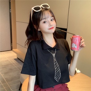 Áo croptop có cổ style Hàn Quốc