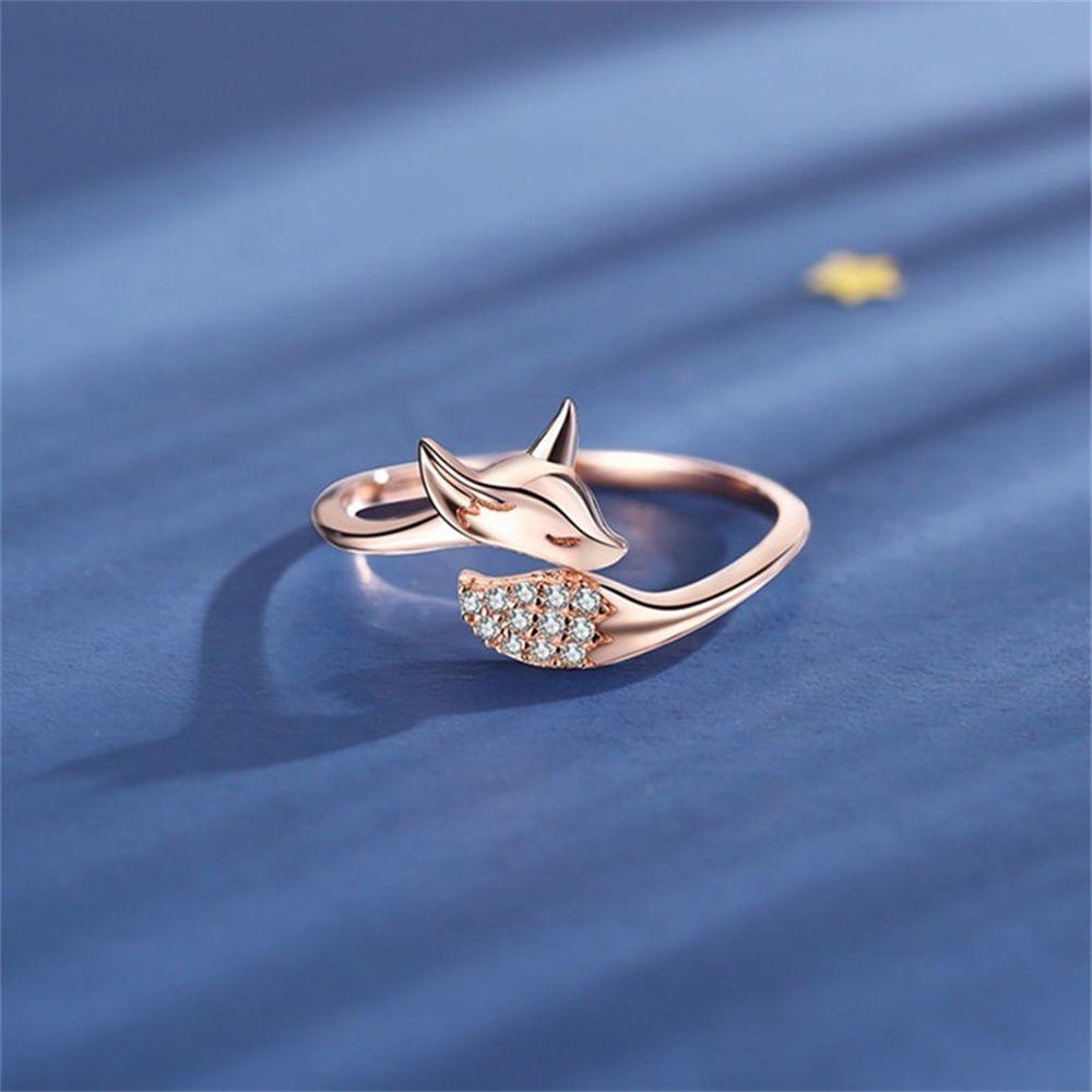 Nhẫn Unisex Hình Con Cáo Phong Cách Boho Cổ Điển