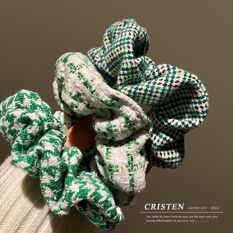 Dây Cột Tóc Bằng Len Màu Xanh Lá Cây Đơn Giản Thanh Lịch Thời Trang Cho Nữ