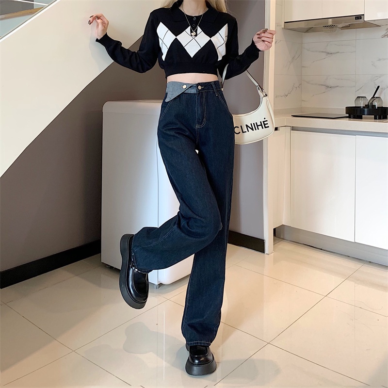 Quần Jeans Nữ Lưng Cao Ống Rộng Thời Trang Hàn Quốc