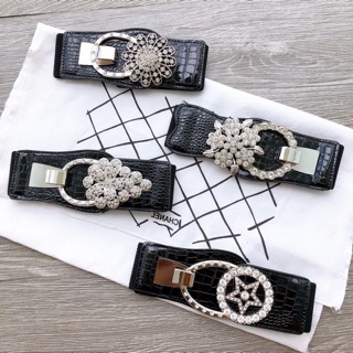 Đai nịt váy vân cá sấu đính đá sang nhất