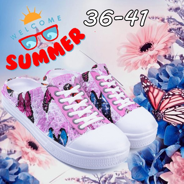 Dép nhựa đi biển thoáng khí in hình bướm cho nữ size 36-41
