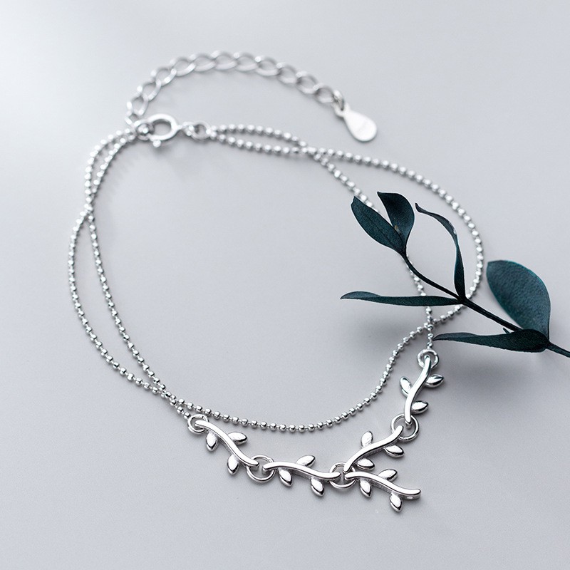 Lắc Tay Bạc Nữ Nhành Lá Đơn Giản Đẹp L-1594-Trang Sức Bảo Ngọc Jewelry