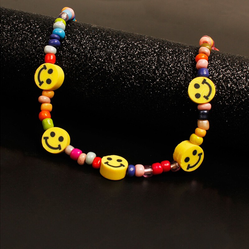 Vòng Cổ Choker Mặt Cười Nhiều Màu Sắc Phong Cách Bohemian Thời Trang Mùa Hè
