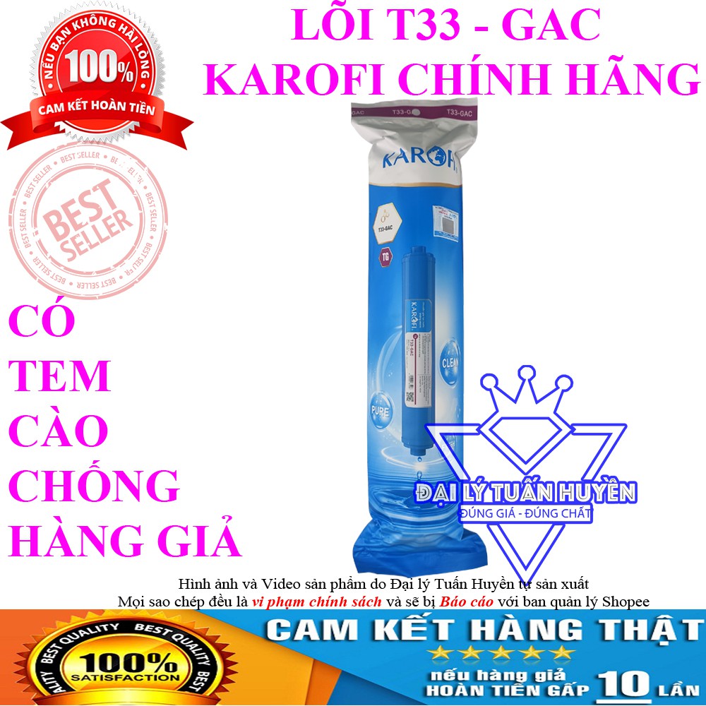 Lõi lọc nước GAC-T33 Karofi chính hãng - Có tem cào chống hàng giả - Lõi số 6 Karofi | BigBuy360 - bigbuy360.vn