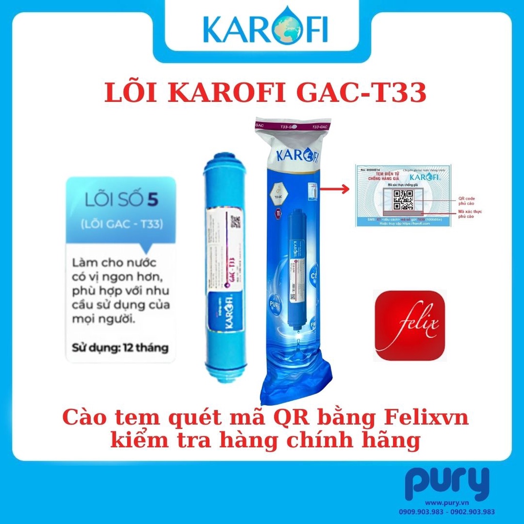 Lõi lọc Karofi số 5 (Lõi GAC-T33) - Hàng Chính Hãng