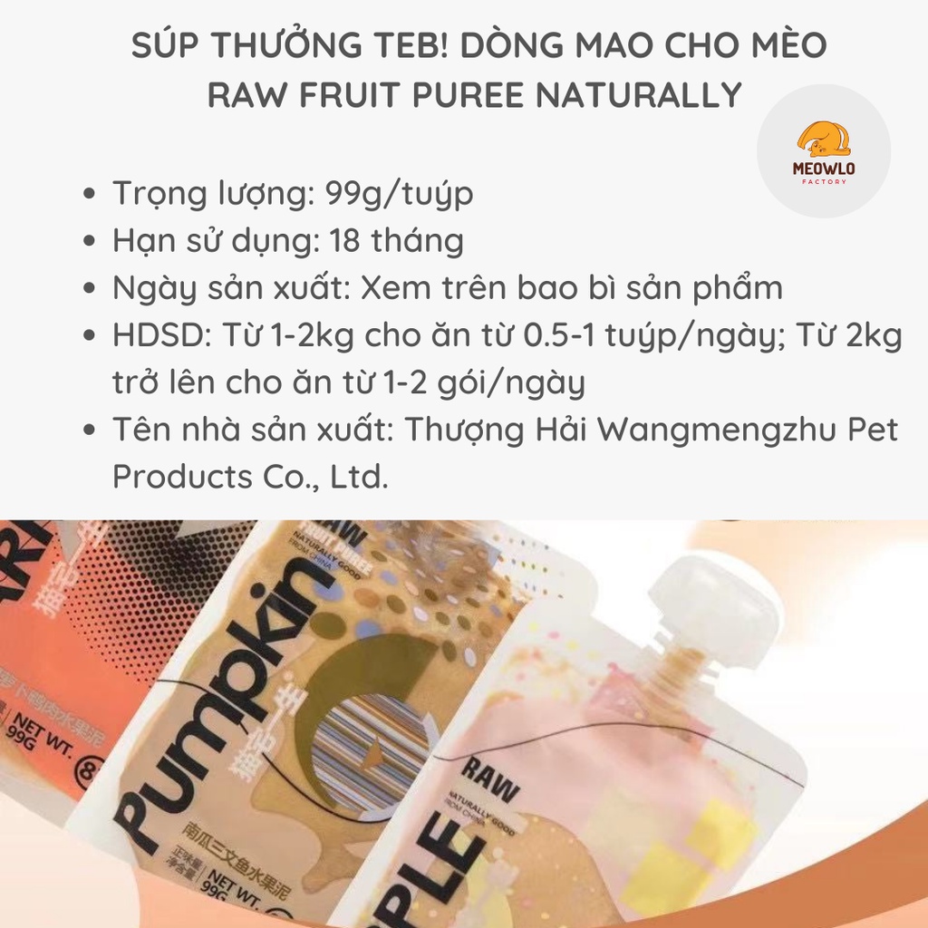 Soup Thưởng Thịt Trái Cây Raw Fruit TEB! cho mèo  HỎA TỐC Soup thưởng cao cấp cho mèo béo dinh dưỡng tối đa