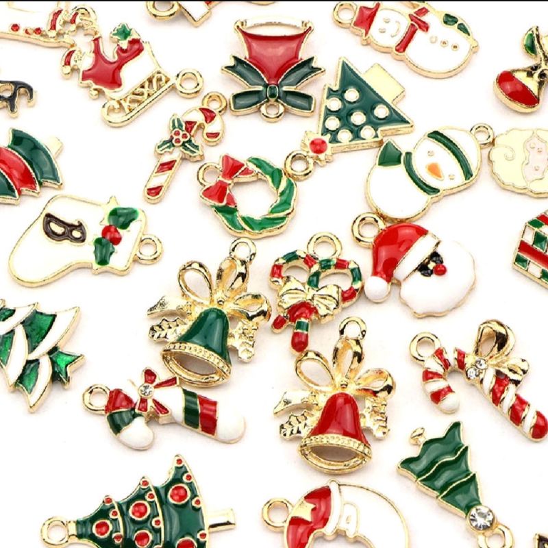 Set 5 mặt dây chuyền Giáng Sinh - Nguyên liệu làm vòng tay, cột tóc, móc khóa Noel