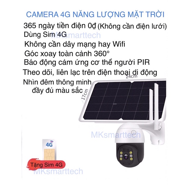 Camera giám sát dùng Sim 4G - Năng lượng mặt trời