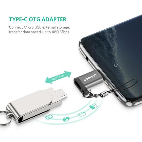 Đầu chuyển USB Type C sang Micro USB Ugreen US189 | USB Type-C to MicroUSB adapter UGREEN 40945 50551 30511
