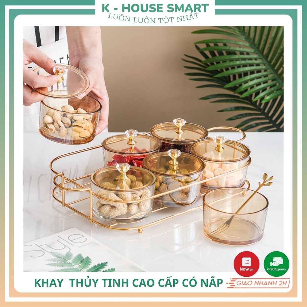 Khay mứt thủy tinh đựng bánh kẹo tết mẫu mới 2022, hộp đựng thực phẩm cao cấp có nắp
