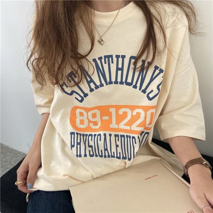 Áo Thun COZOK Tay Ngắn Dáng Rộng In Hình Trẻ Trung Phong Cách Hàn Quốc