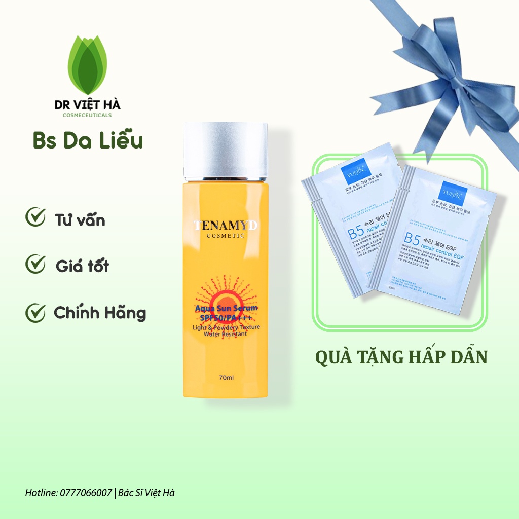 Kem Chống Nắng Dạng Nước giúp bảo vệ và duy trì độ ẩm cho da TENAMYD SPF50/PA+++ 70ml Aqua Sun Serum SPF50/PA+++