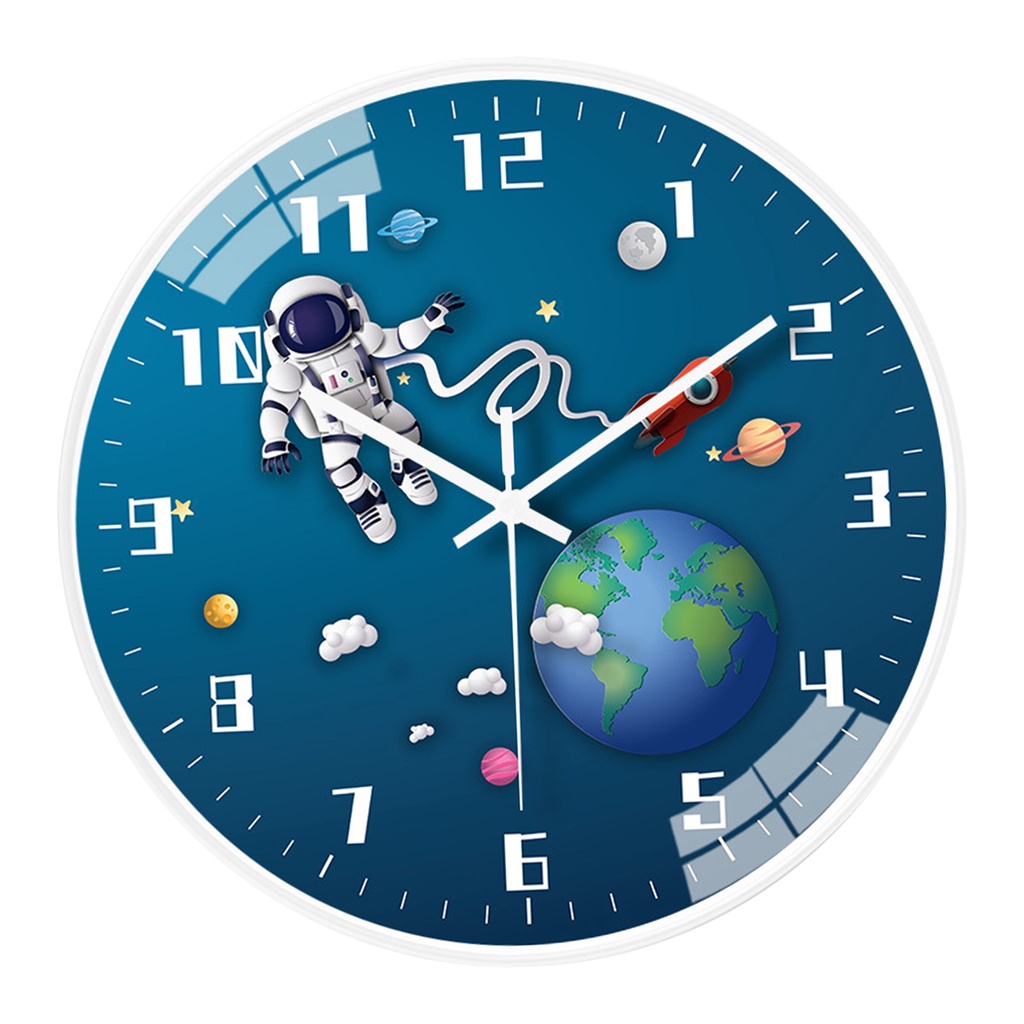 Đồng Hồ Treo Tường Không Gây Tiếng Ồn Hình Phi Hành Gia Trang Trí Phòng Tắm / Phòng Trẻ Em