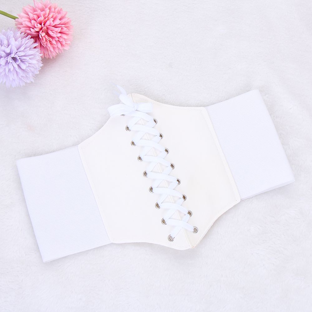 Thắt lưng da bản rộng co giãn phối dây buộc thời trang sành điệu dành cho nữ