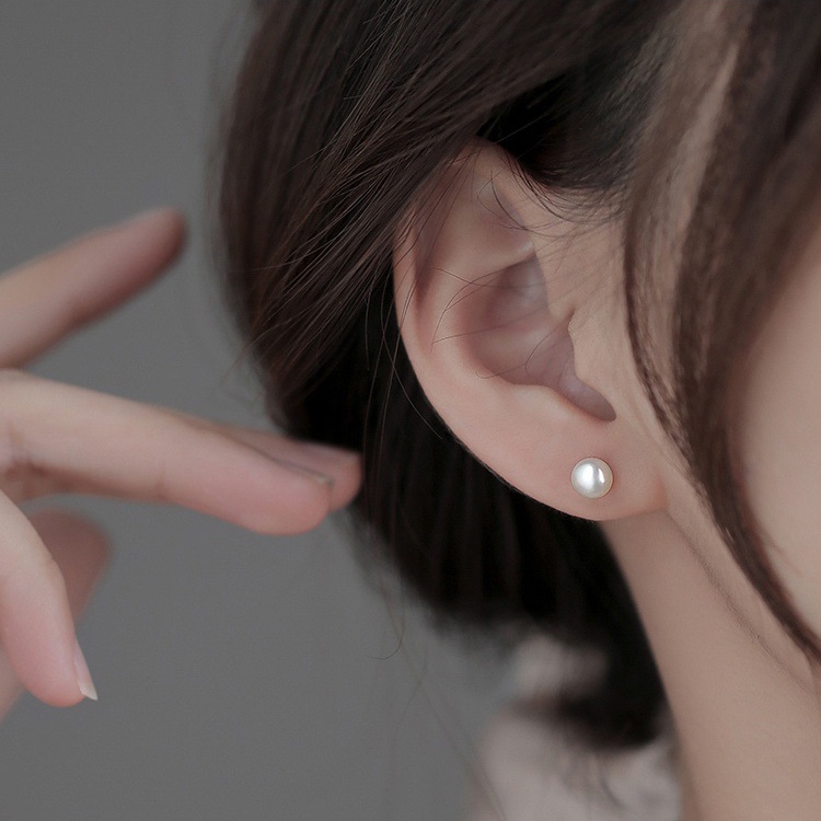 Bông Tai Mạ Bạc Đính Ngọc Trai Đơn Giản Thời Trang Hàn Quốc Dành Cho Nữ