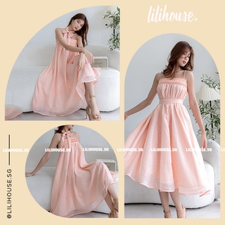  Đầm 2 Dây Nhún Ngực Dịu Dàng Xòe Chất Tơ Ánh Kim Lót Lụa - Váy 2 dây Dự Tiệc Gợi Cảm 