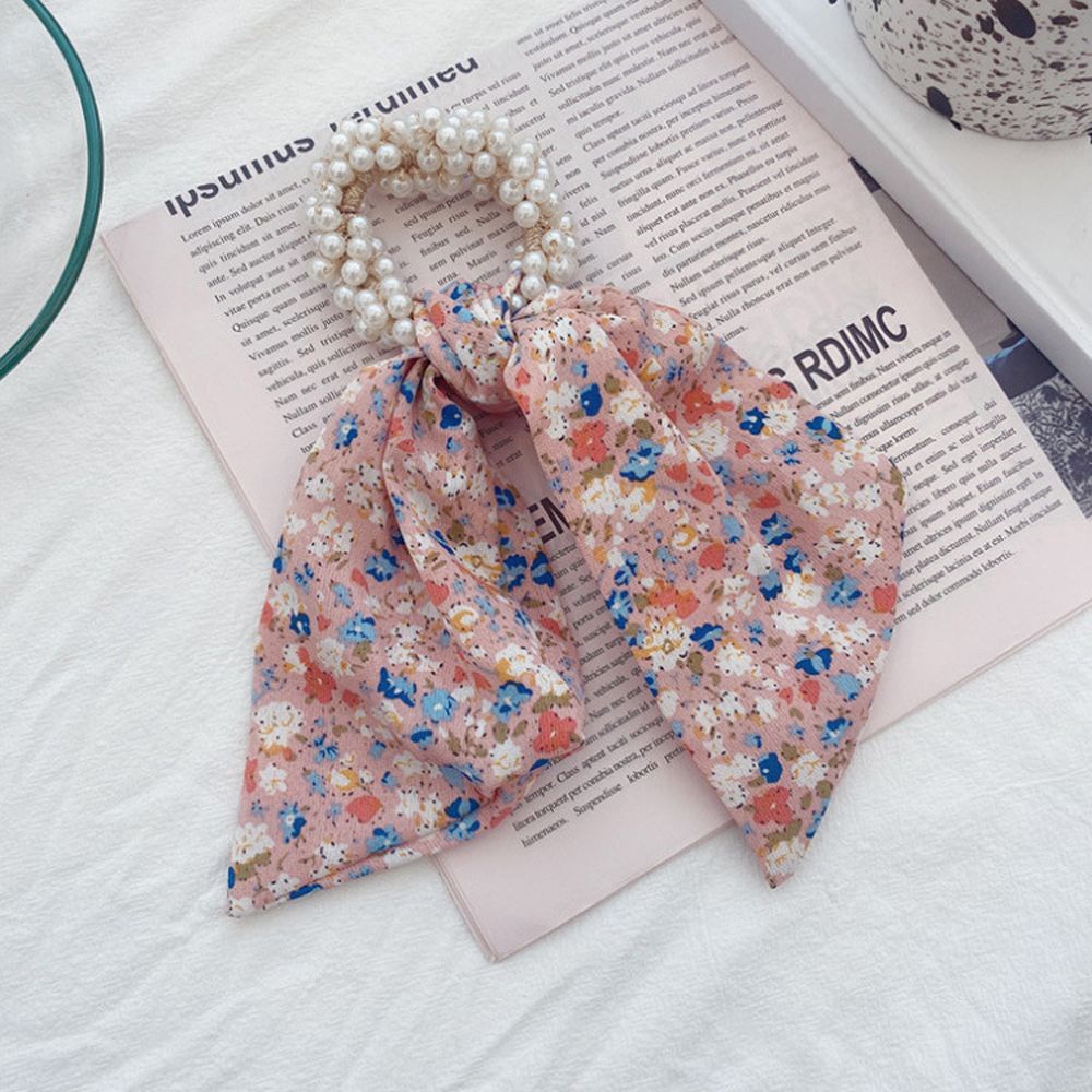 Dây buộc tóc cao su nhiều lớp đính ngọc trai giả nhiều màu sắc phong cách Hàn Quốc cổ điển cho nữ