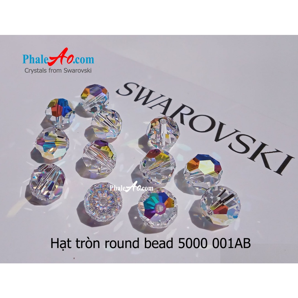 Rosary – Chuỗi Mân Côi 50 hạt tròn 6ly pha lê Swarovski crystal classic bead 5000 001AB, PhaleAo, trang sức NVJ