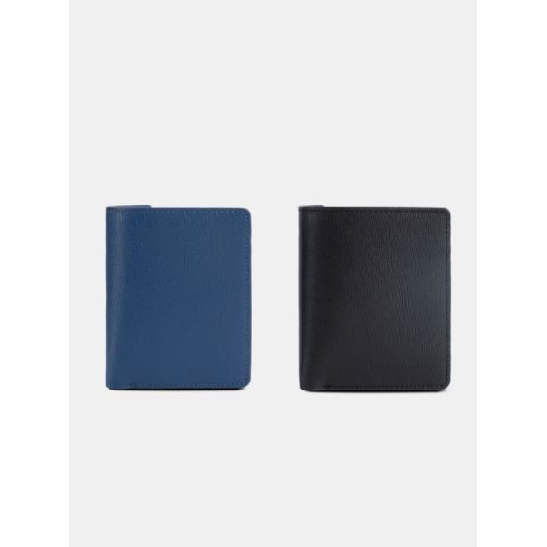 Ví Nam Dáng Đứng Da Bò Saffiano Cao Cấp FRANK Klassy Bifold Wallet Bóp Ngắn Sang Trọng - Xanh Cobalt