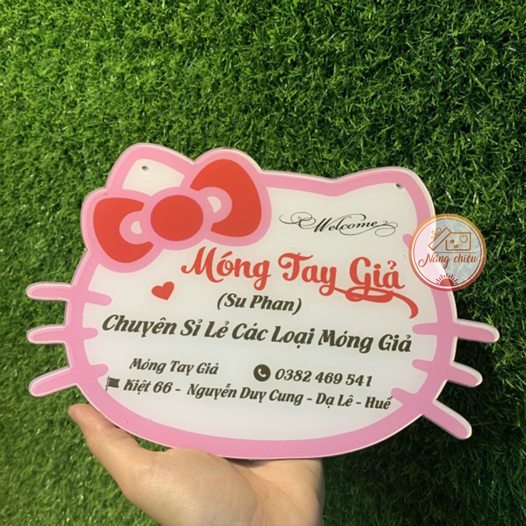 Bảng hiệu mica bán hàng - Mẫu Kitty hồng xinh xắn - thiết kế theo yêu cầu