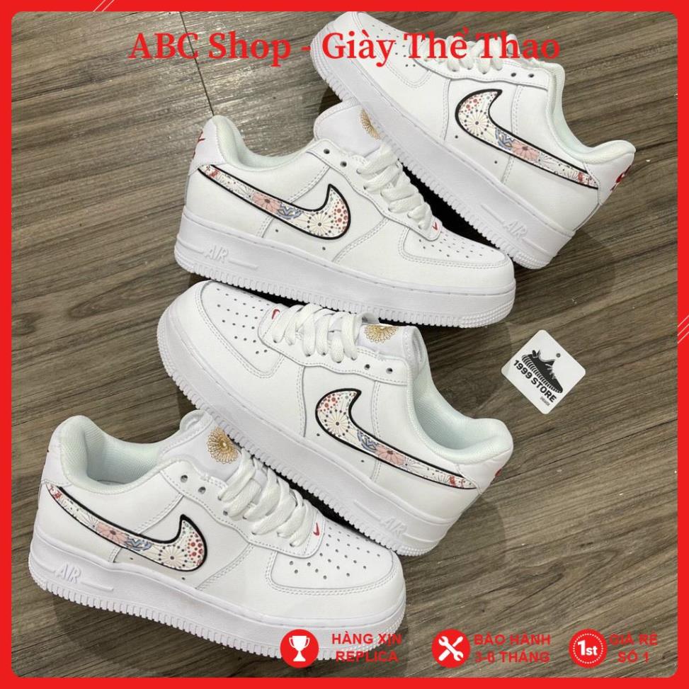 [FreeShip+ Hàng Xịn] Giày Air Force 1 trắng vạch ánh kim, Giày Thể Thao AF1 trắng móc kim tuyến hàng 11