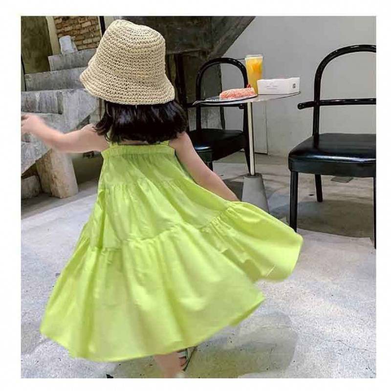 Váy bé gái, váy trơn thô xòe, 2 dây , cho bé từ 10-28kg - Richkid123