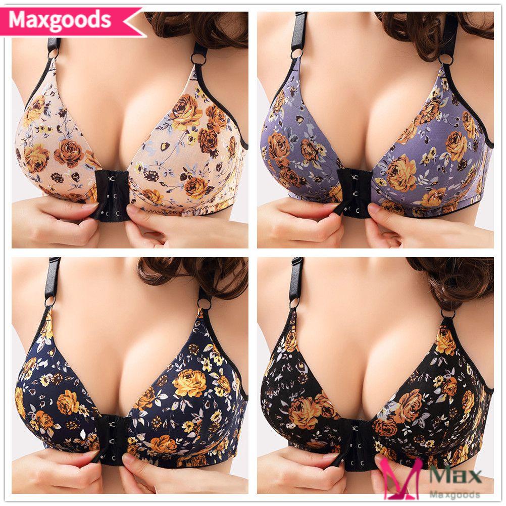 Maxg Áo Lót Nâng Ngực Cài Nút Trước Họa Tiết Hoa Gợi Cảm Cỡ Lớn